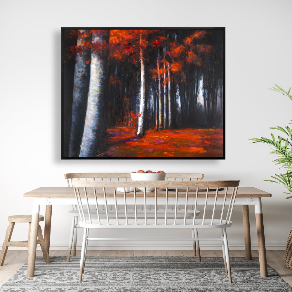 Mysterious Forest Trees Gray Bedroom Canvas | Home Decor