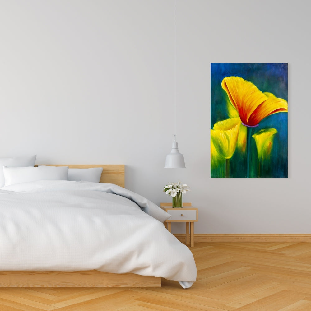 Blue Botanical Canvas | Colorful Flower Art for Home Decor