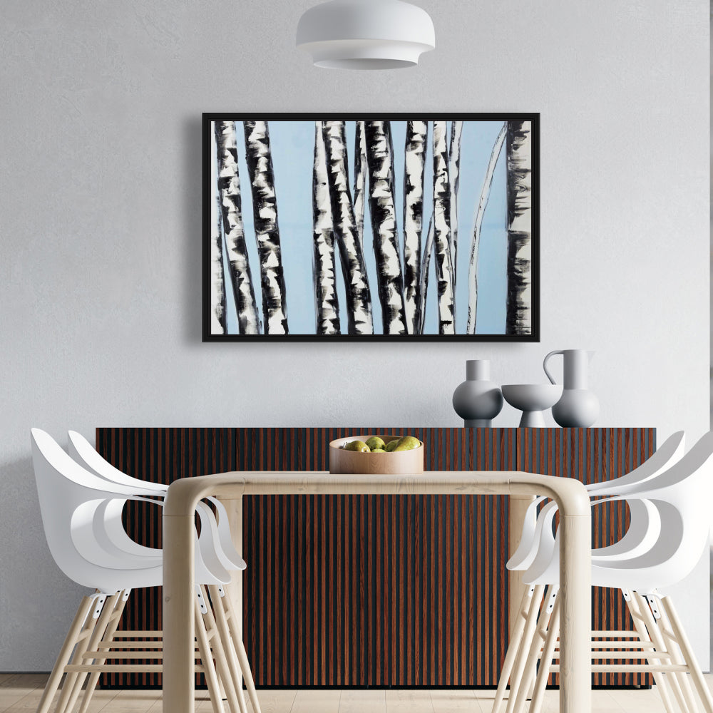 Bedroom Blue Landscapes Canvas | Pastel Birches Wall Art