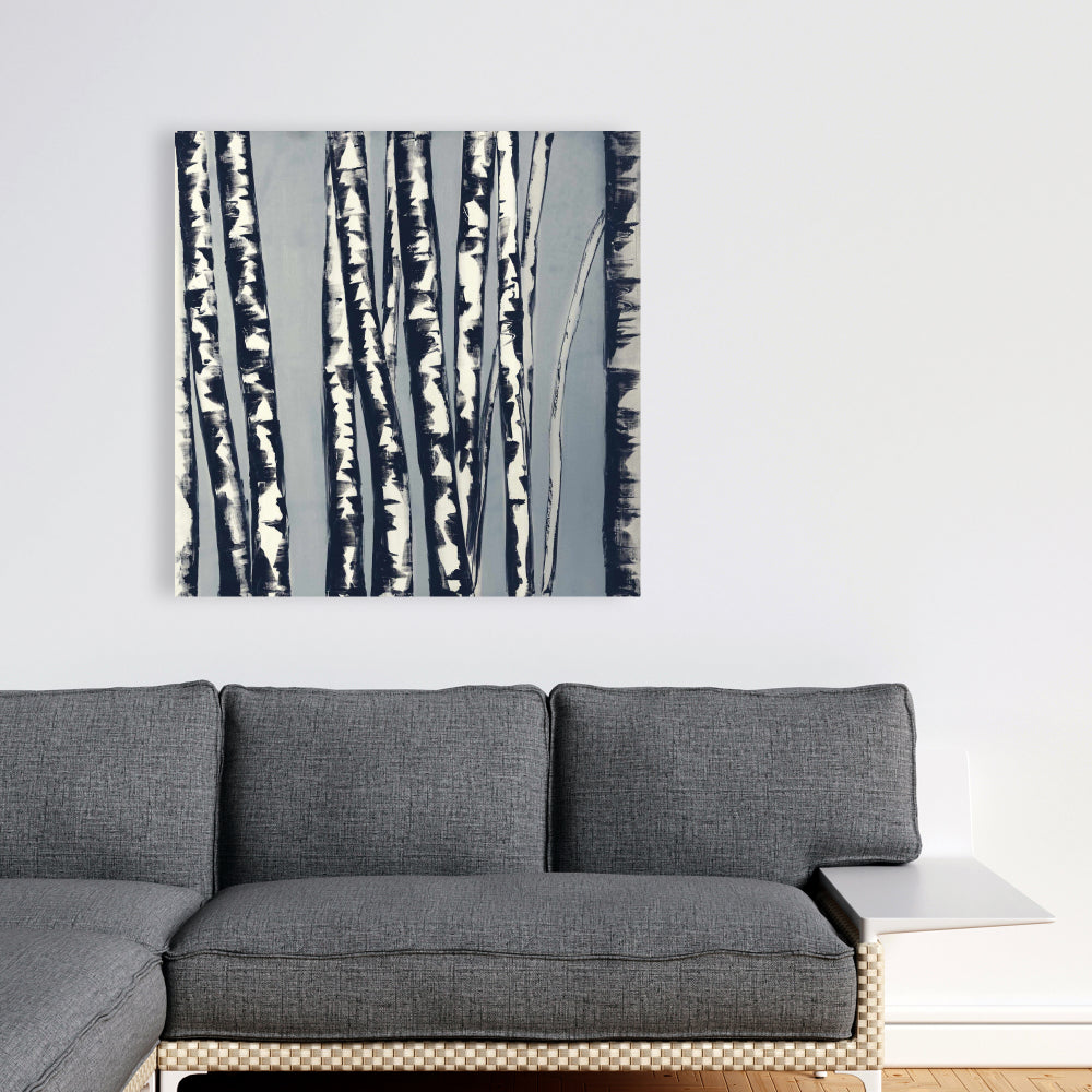 Abstract Birch Forest Canvas - Blue Office Wall Art Decor