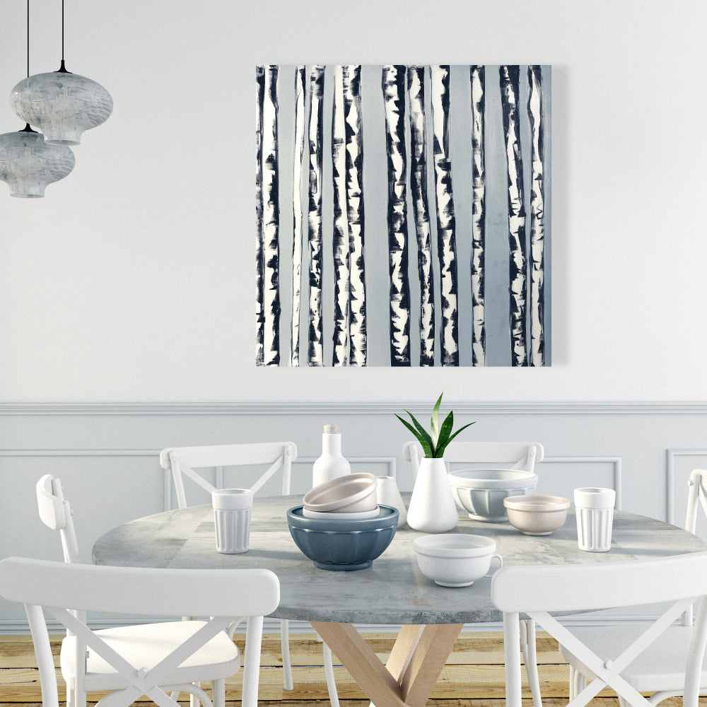 Small Birch Trees Canvas | Contemporary Office Home Decor