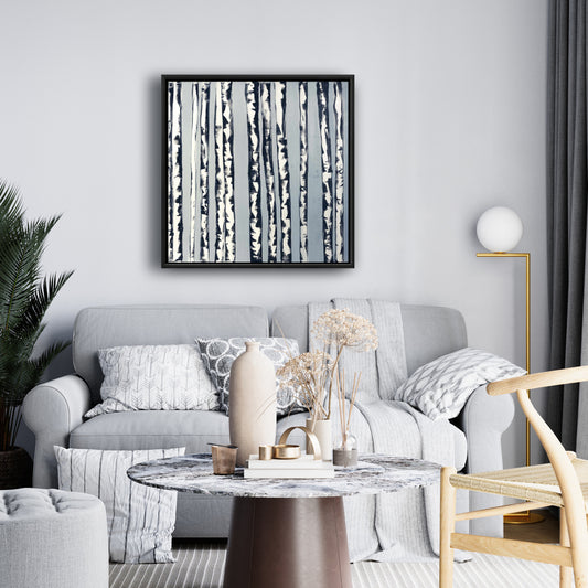 Toile encadrée contemporaine Office Trees - Petits bouleaux