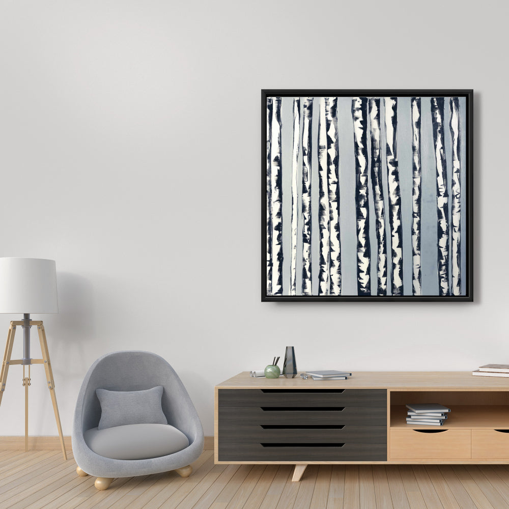 Office Trees Contemporary Framed Canvas - Small Birch Trees