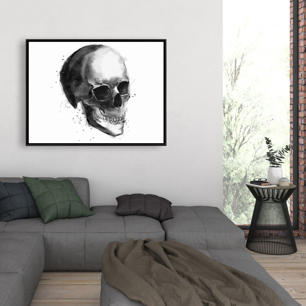 Toile Crâne noir et blanc | Décoration d'intérieur encadrée