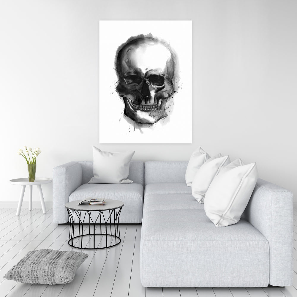 Watercolor Dark Skull Canvas | Bedroom Decor Illustrative Art