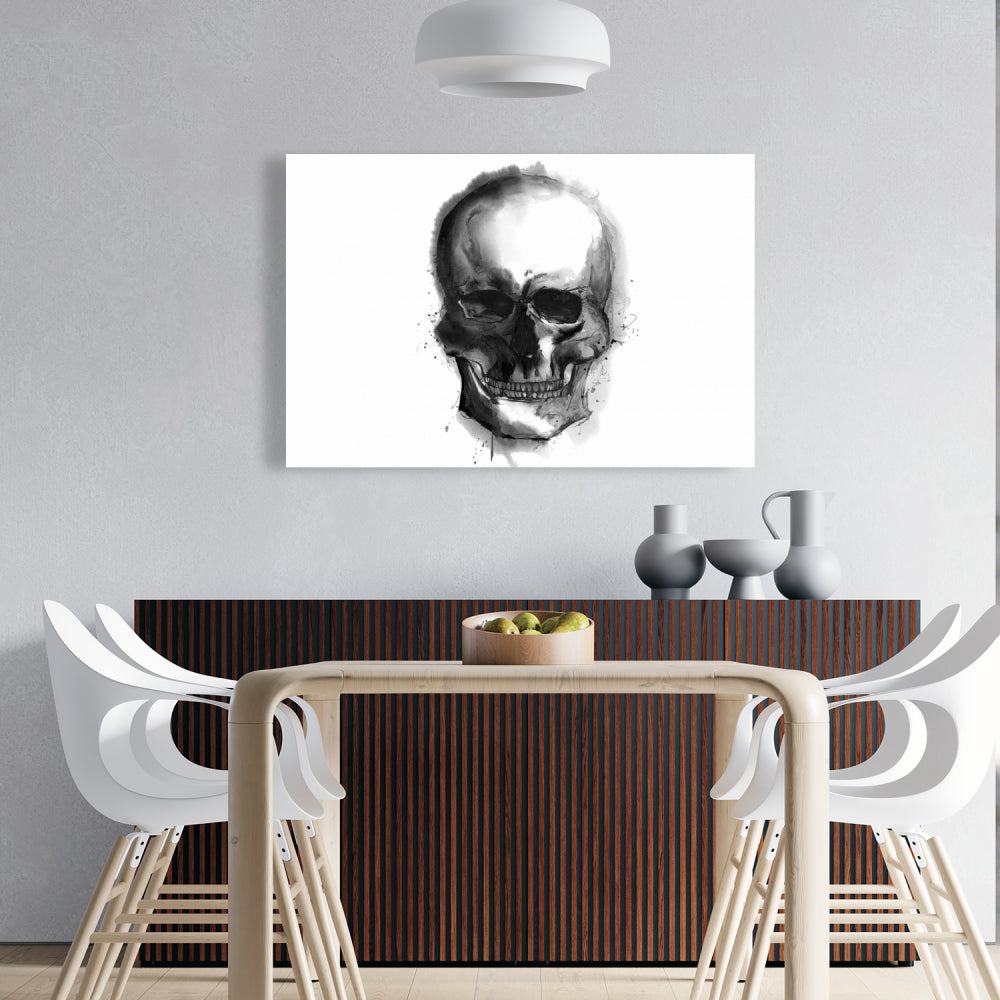 Watercolor Dark Skull Canvas | Bedroom Decor Illustrative Art