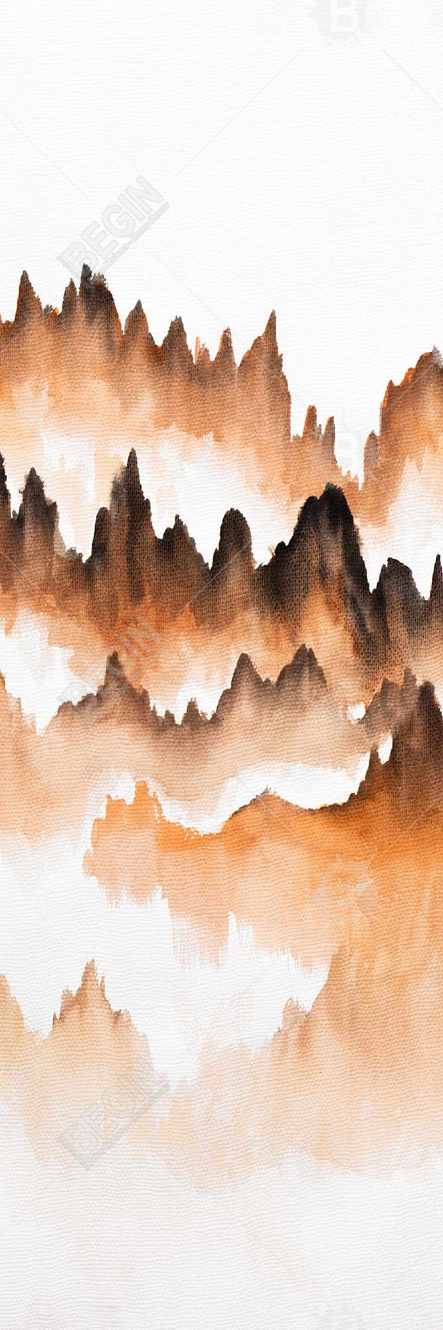 Mountain of Fir Trees Landscape Canvas - Brown Minimalist Decor