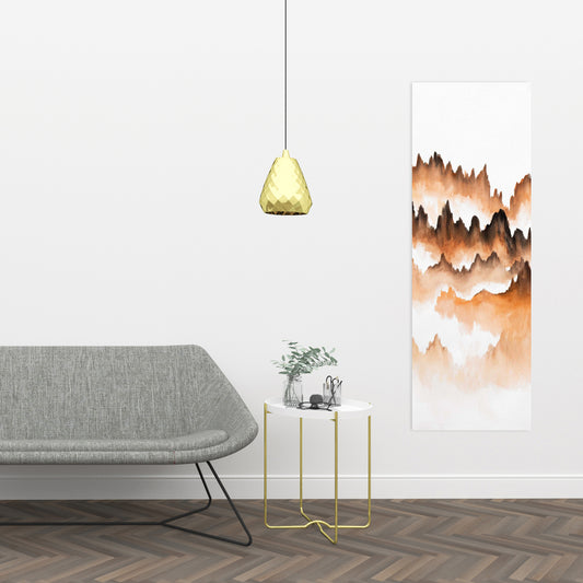 Mountain of Fir Trees Landscape Canvas - Brown Minimalist Decor