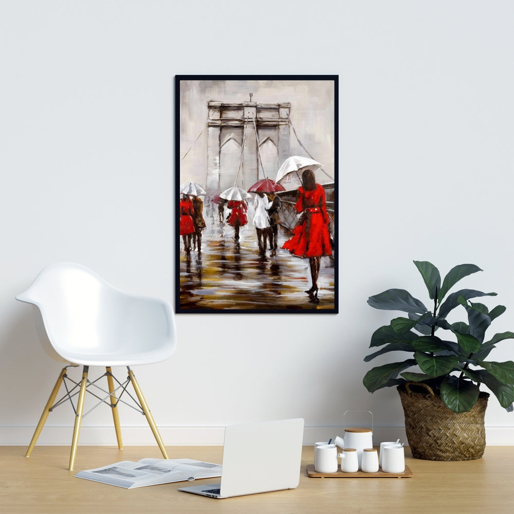 Toile « Promenade sur le pont de Brooklyn » | Décoration d'intérieur encadrée