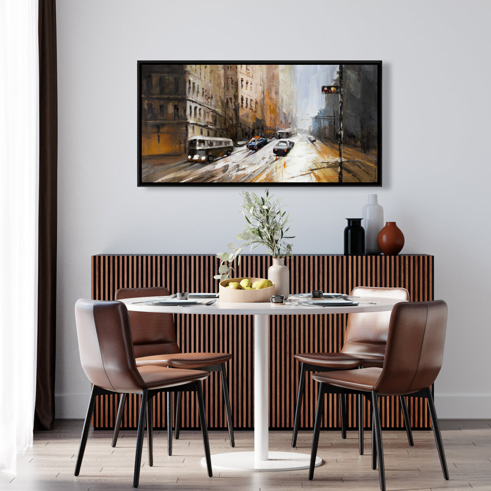 Abstract City Street Canvas | Home Decor - Brown Cities