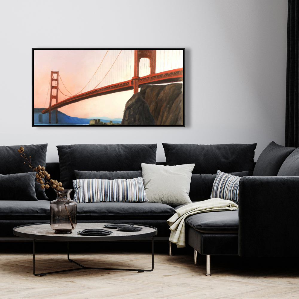 Sunset on the Golden Gate Bridge Canvas | Modern Home Decor