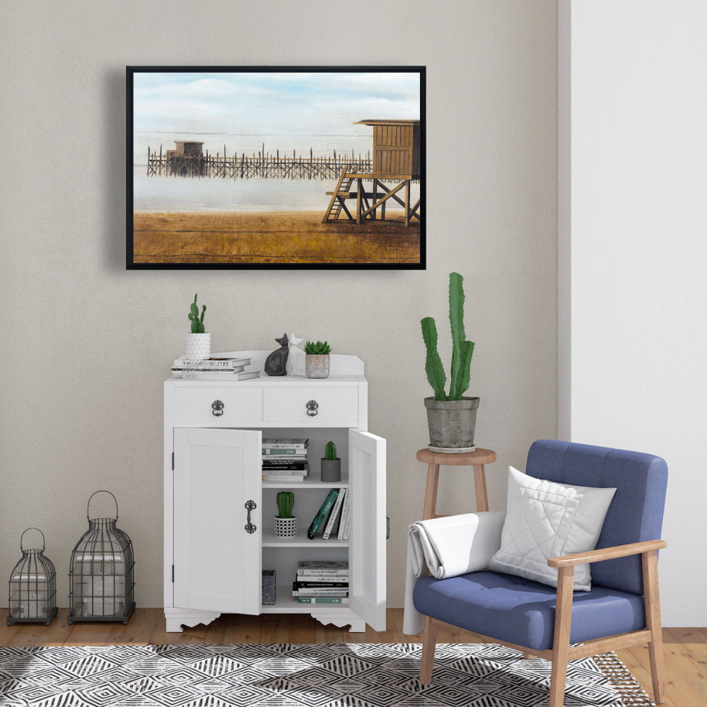 Toile « Tour de surveillance à la plage » | Décoration d'intérieur Coastal Blue