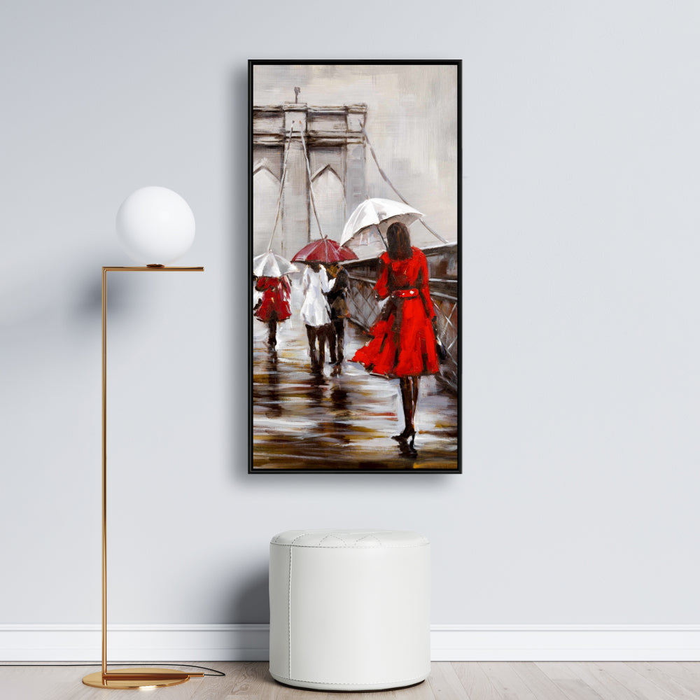Toile « Promenade sur le pont de Brooklyn » | Décoration d'intérieur encadrée