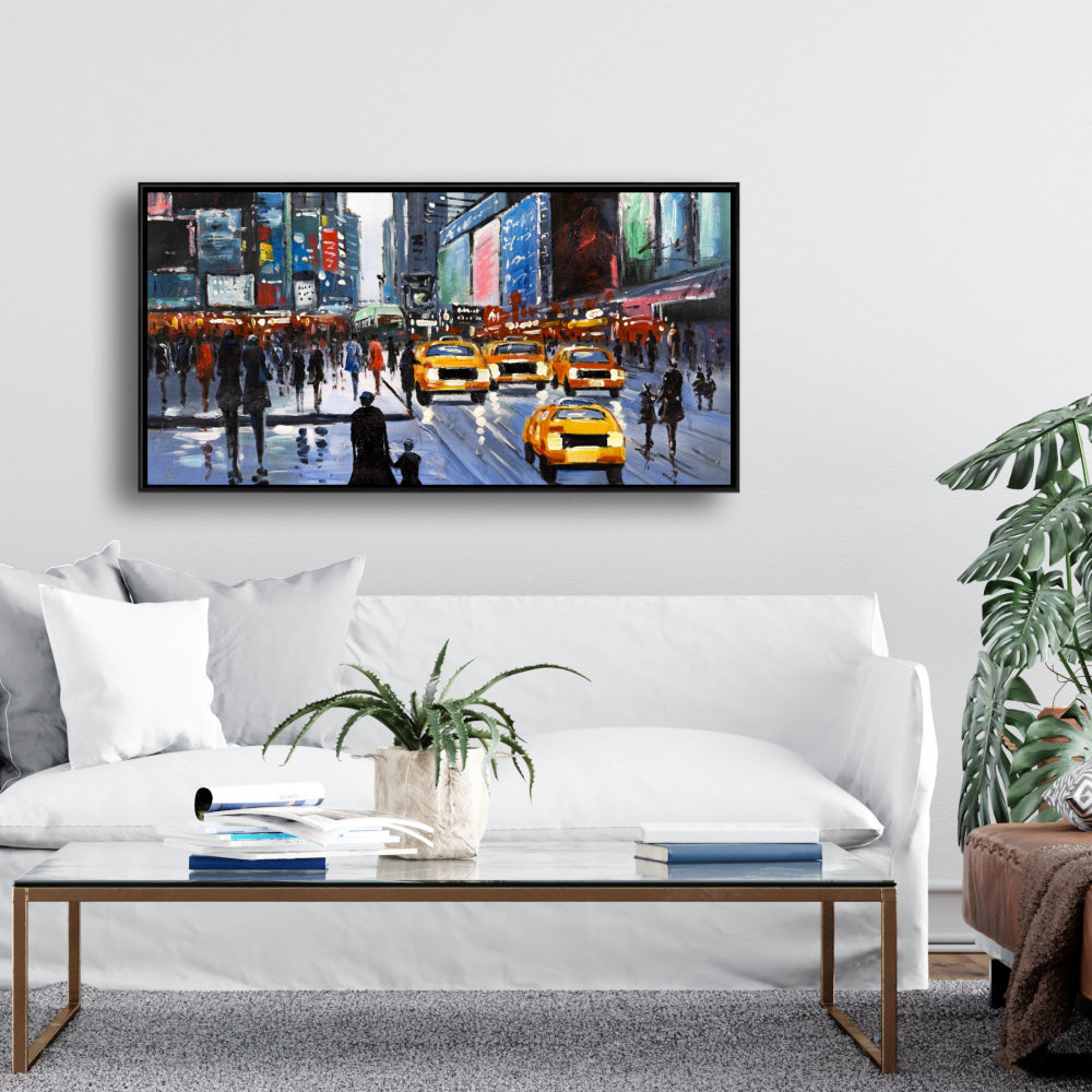 Toile encadrée « Villes bleues aux heures de pointe » | Décoration d'intérieur