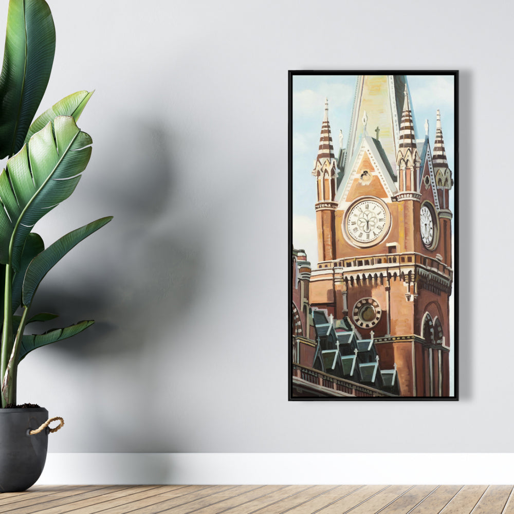 Toile de la gare de St Pancras à Londres | Décoration d'intérieur encadrée bleue