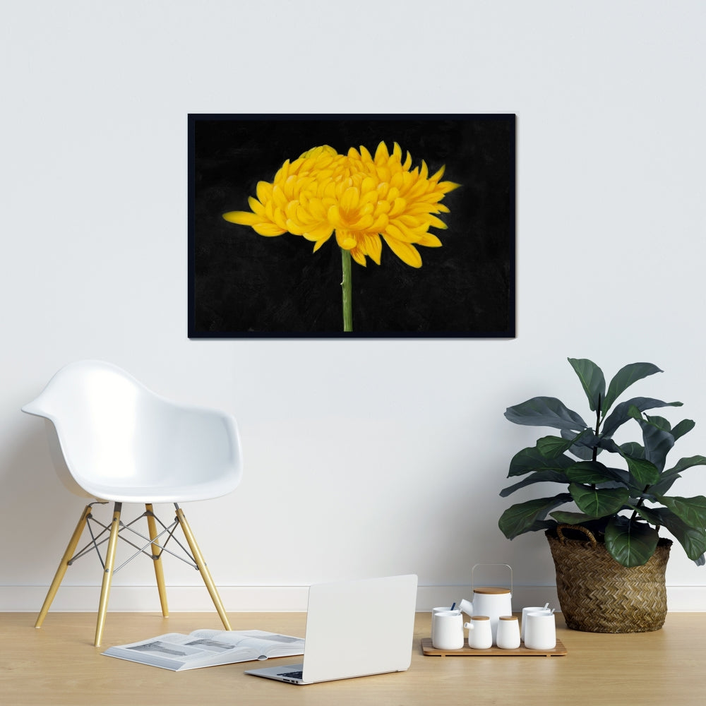 Rustic Botanical Chrysanthemum Framed Canvas | Bedroom Decor