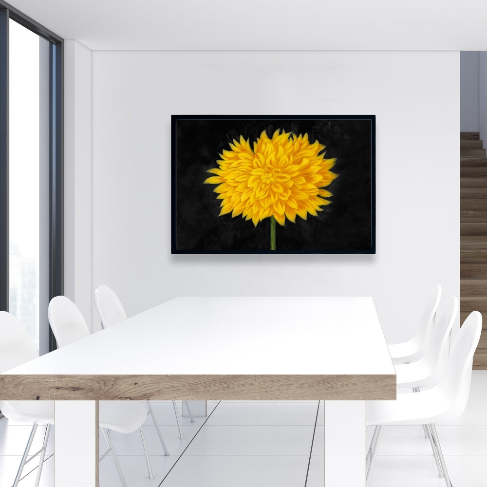 Yellow Chrysanthemum Rustic Botanical Canvas | Home Decor Art