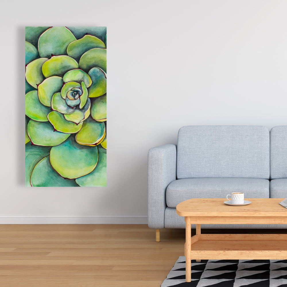 Floral & Botanical Green Cactus Canvas | Watercolor Succulent Decor