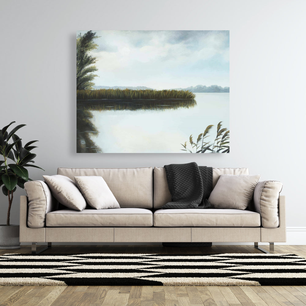 Quiet Lake Bedroom Trees Coastal Canvas | Home Decor Art