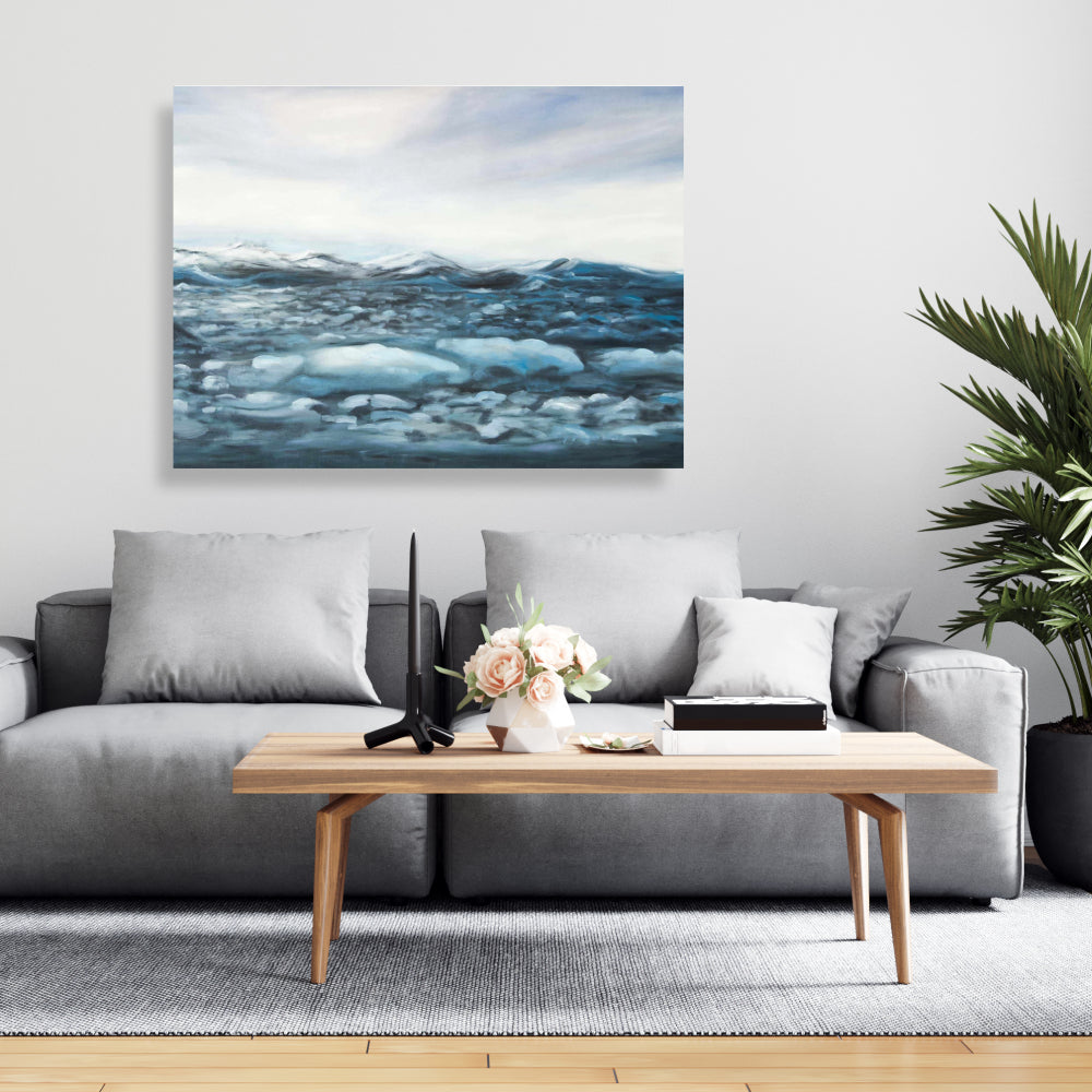 Glaciers in Iceland Canvas - Scandinavian Blue Home Decor