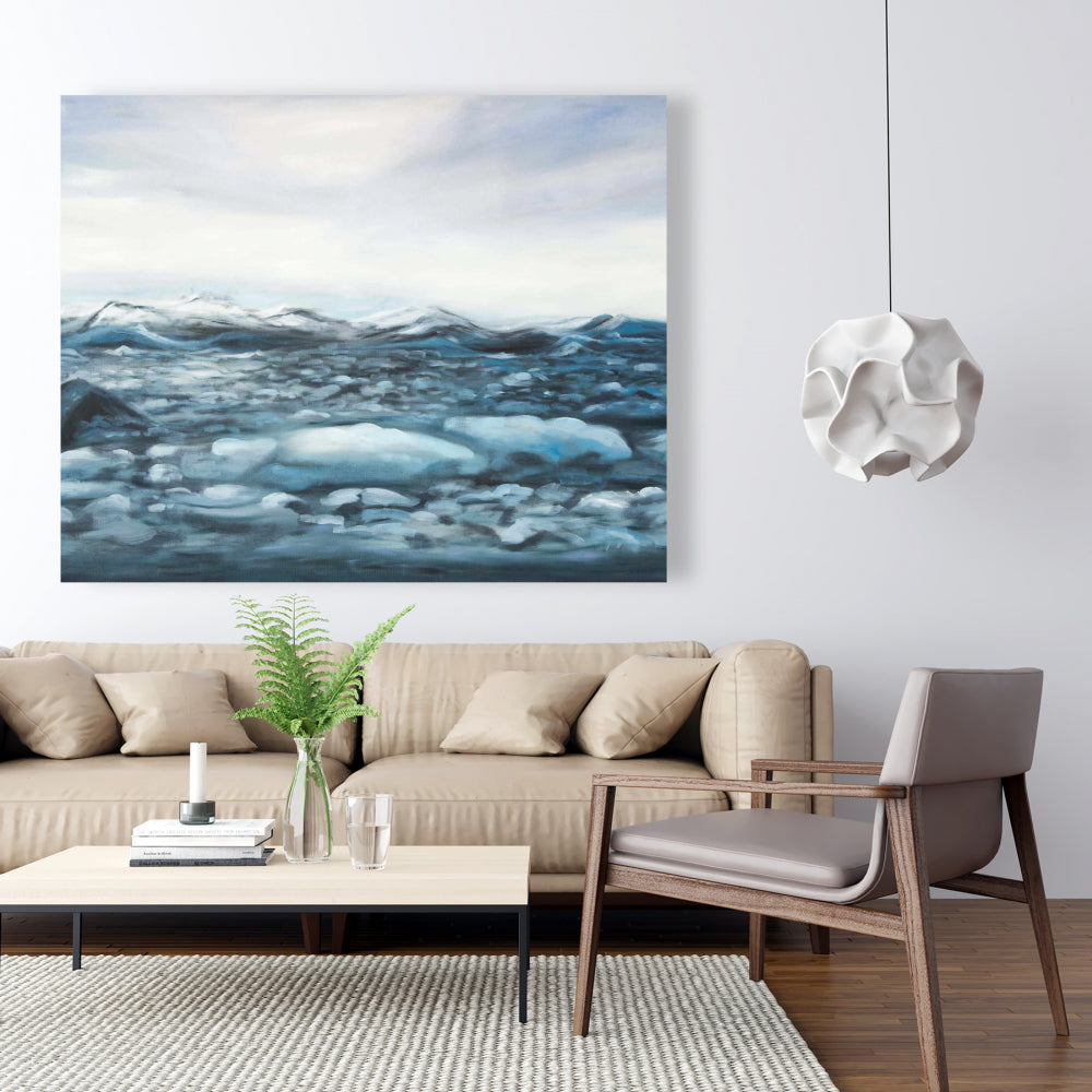 Glaciers in Iceland Canvas - Scandinavian Blue Home Decor