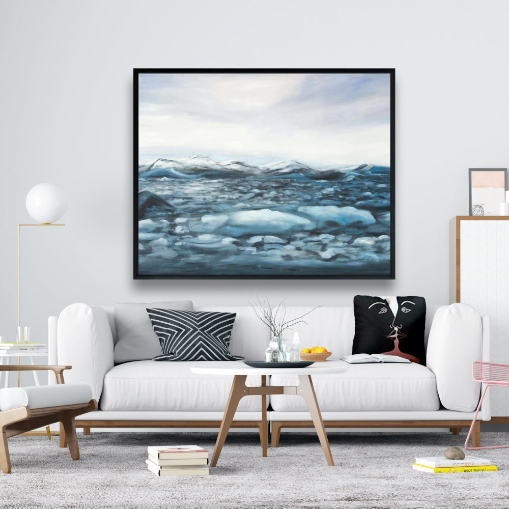 Toile « Glaciers en Islande » | Décoration murale encadrée « Blue Mountains »