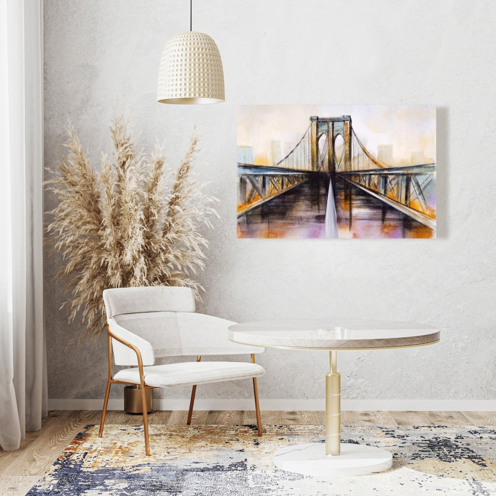 Colorful Brooklyn Bridge Romantic Blue Canvas - Home Decor