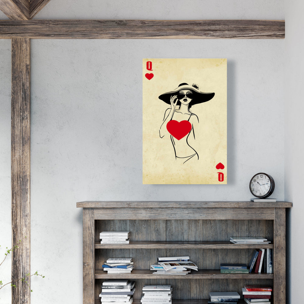 Queen of Hearts Canvas - Retro Hobbies Man Cave Decor