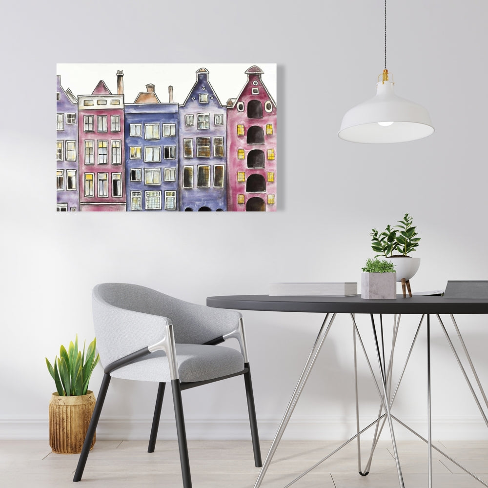 Purple Bedroom Canvas | Old Historic Houses Amsterdam Art