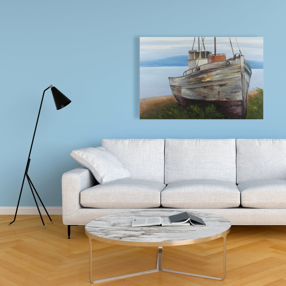 Old Abandoned Boat Canvas | Coastal Home Decor Artwork