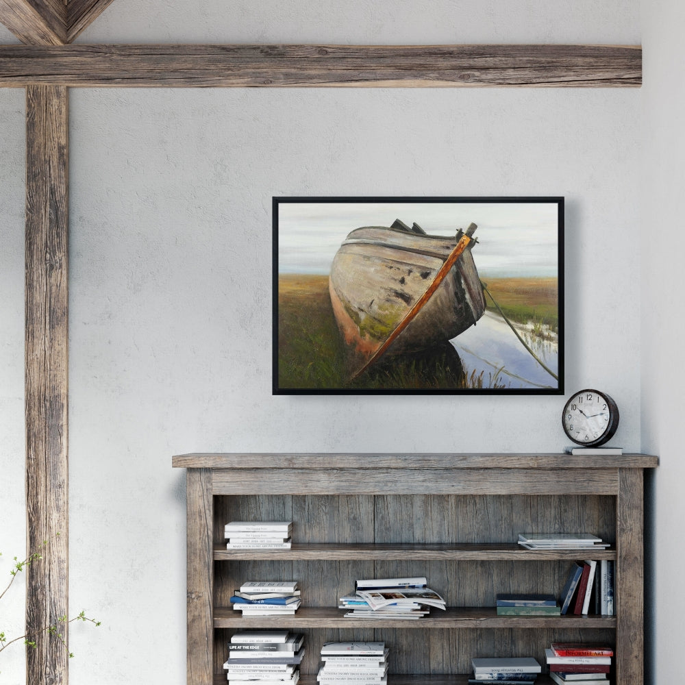 Toile contemporaine pour chambre à coucher | Décoration murale représentant un vieux bateau abandonné