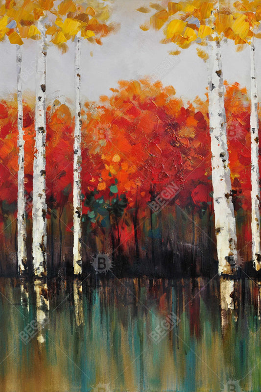 Bouleaux d'automne - Décoration de chambre à coucher avec toile magnétique