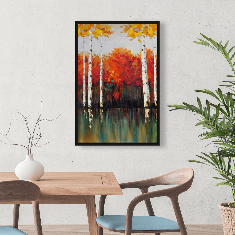 Bouleaux d'automne | Toile encadrée « Arbres verts pour chambre à coucher »
