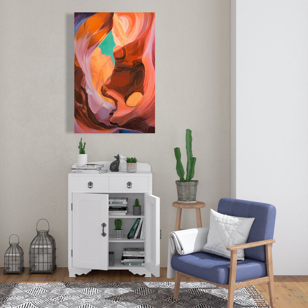 Inside View of Antelope Canyon Blue Canvas - Home Decor