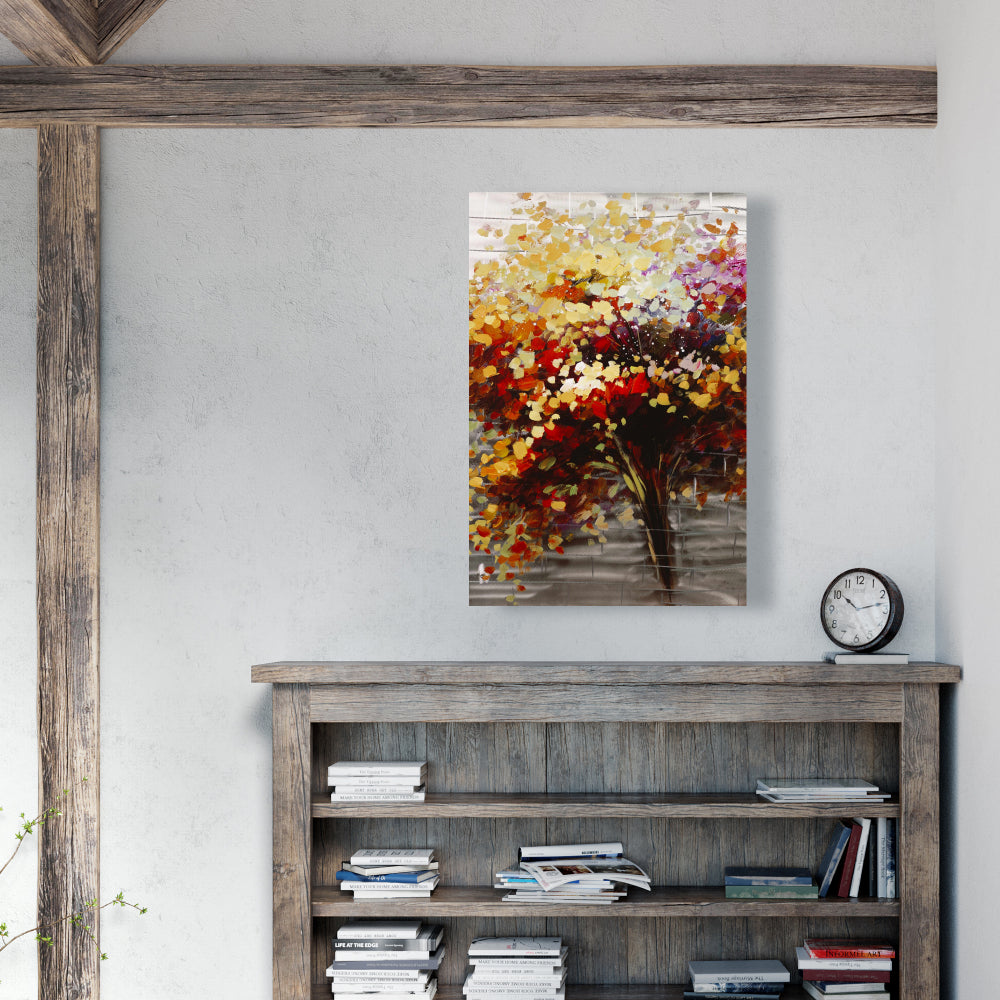 Brown Contemporary Bedroom Canvas | Abstract Colorful Tree Decor