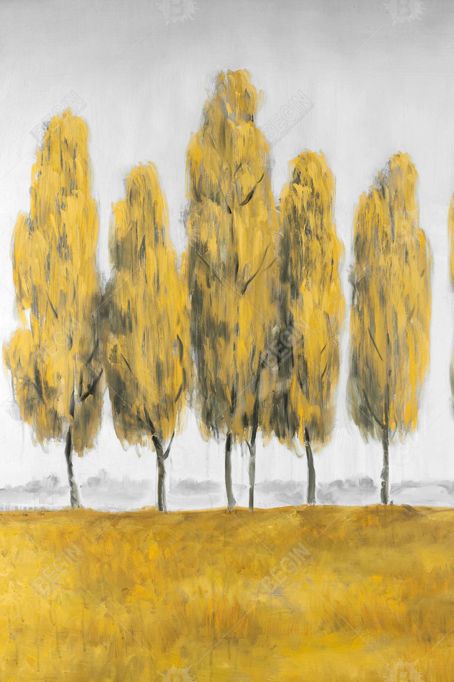 Abstract Yellow Trees | Gray Magnetic Stick Canvas Decor