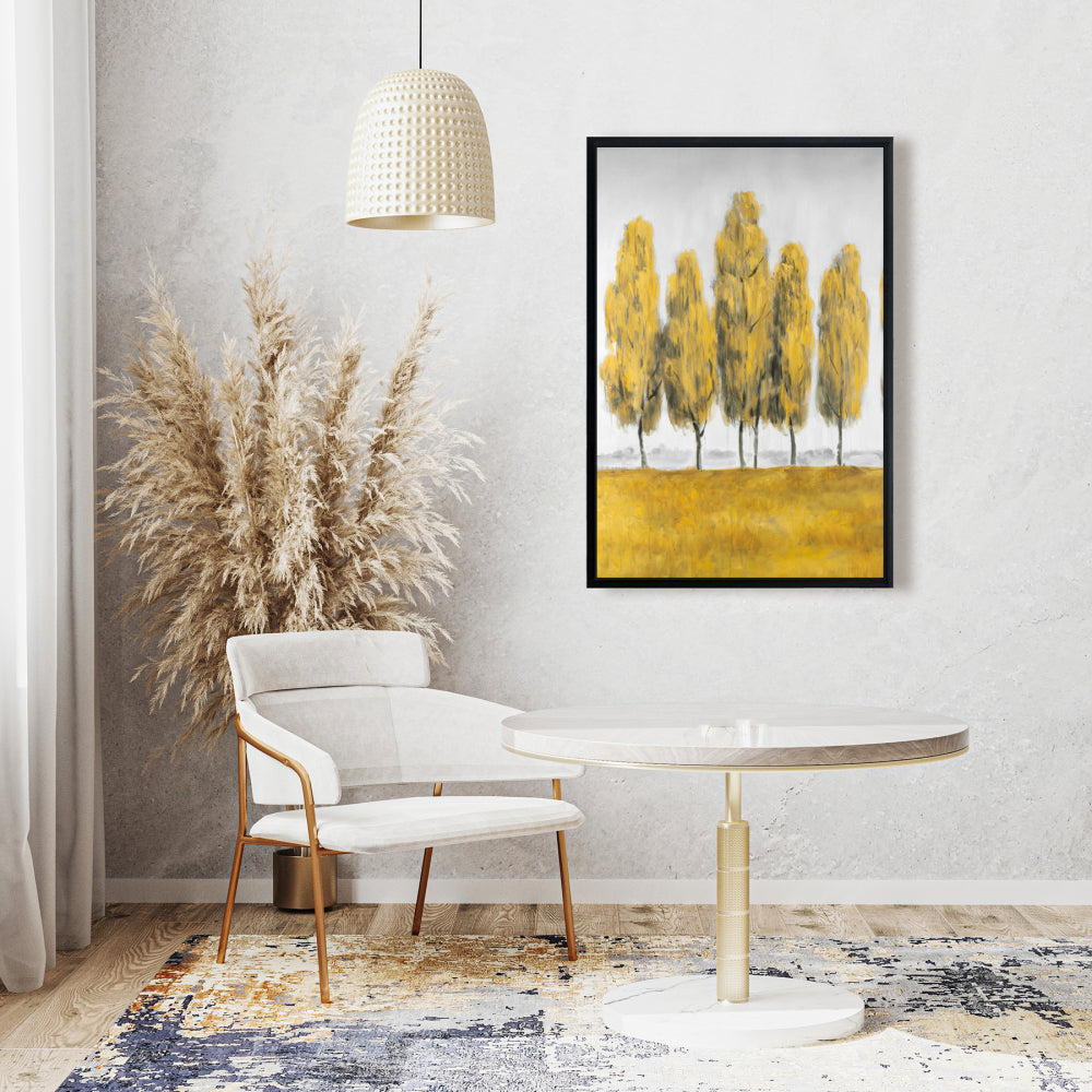 Abstract Yellow Trees Canvas - Contemporary Bedroom Decor