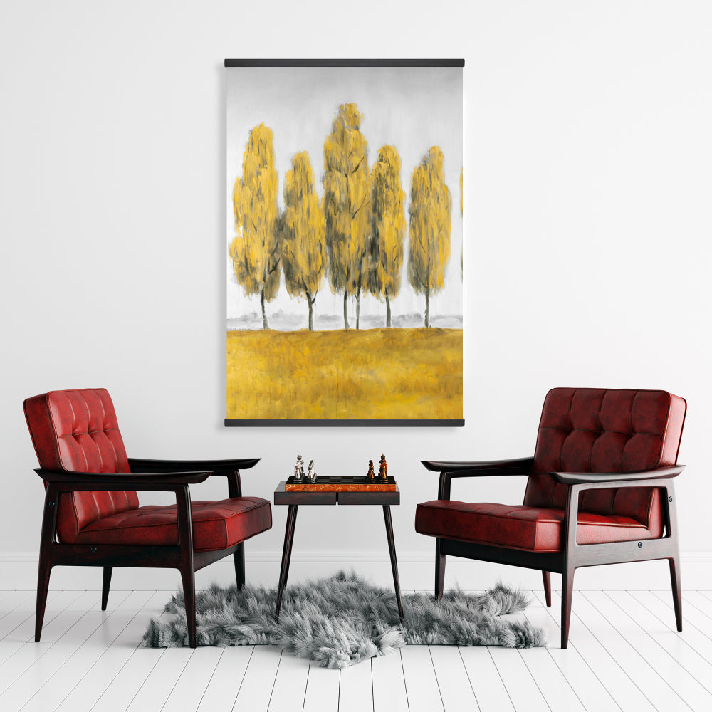 Abstract Yellow Trees | Gray Magnetic Stick Canvas Decor