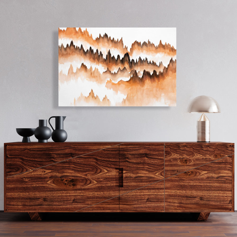 Mountain of Fir Trees Landscape Canvas - Brown Minimalist Decor