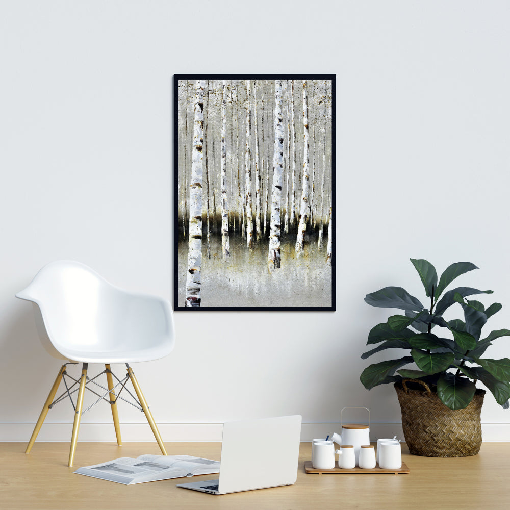 Toile Paysage de forêt hivernale | Décoration contemporaine avec arbres