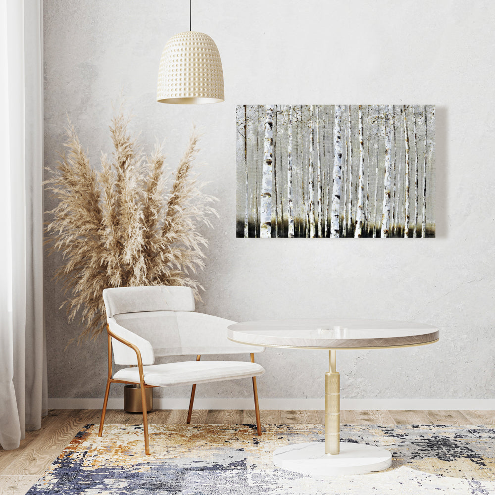 Winter Forest Landscape Canvas | Trees Brown Bedroom Decor