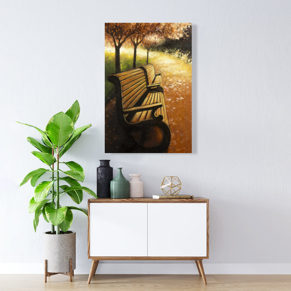 Park Bench Fall Day Canvas - Bedroom Wall Art Home Decor