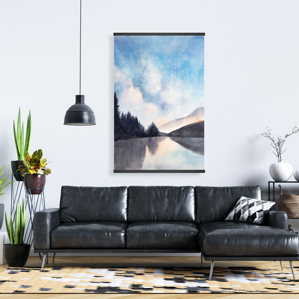 Lakeview by Night Trees Canvas | Home Decor Wall Art