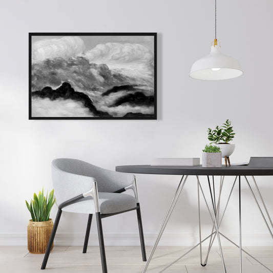 Grey Clouds White Mountains Framed Canvas | Home Decor