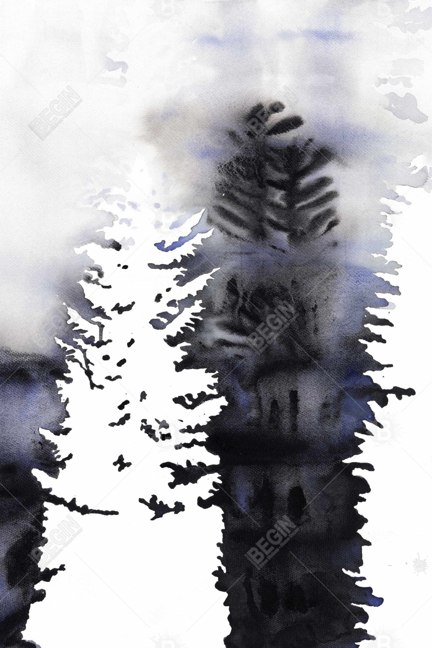 Silhouettes of Trees Magnetic Canvas | Blue Landscape Decor