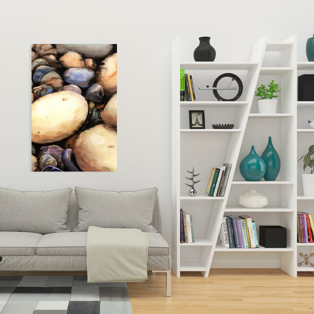 Beach Pebbles Blue Canvas | Home Decor | Landscape Shapes