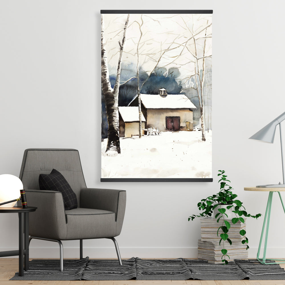 Small Winter Barn Landscapes Rustic Trees Magnetic Canvas