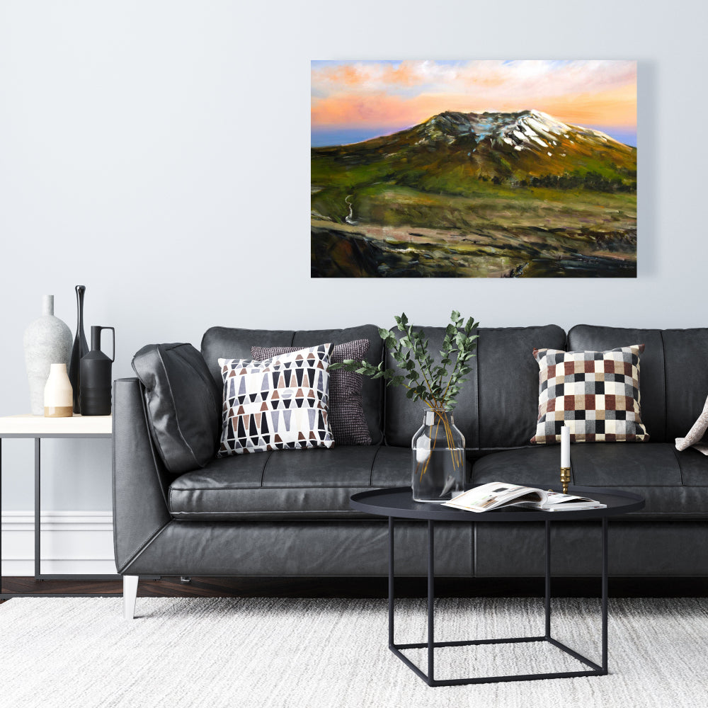 Mountainous View Trees Canvas | Blue Landscape Home Decor