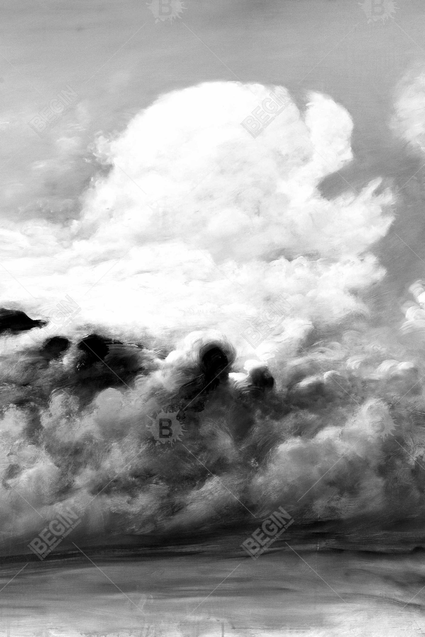 Clouds Mountains Landscape White Magnetic Canvas - Home Decor