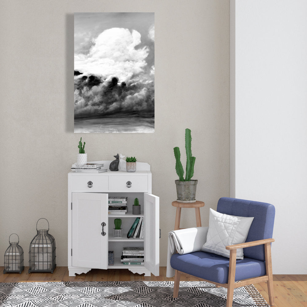 Clouds Monochrome Bedroom Canvas | Home Decor Landscape Art